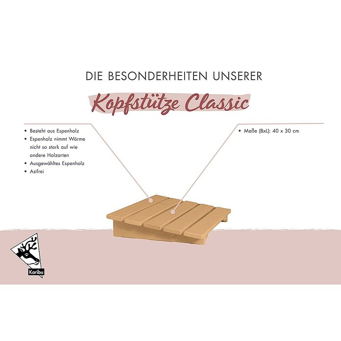 Karibu Kopfstütze (L x B x H: 40 x 31 x 9 cm, Holz)