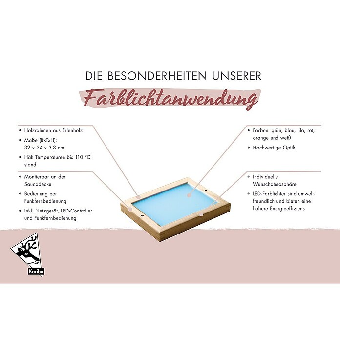Karibu LED-Farblichtanwendung Premium (Geeignet für: Bis 6 m² Raum, 7 einstellbare Farben)