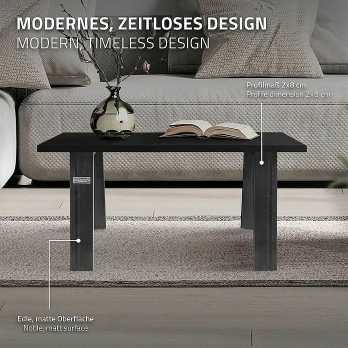 ML-Design Tischgestell Loft 2er Set Bankkufen aus Stahl Industriedesign U-Form - L x B x H: 8 x 44 x 42 cm, Stahl - Elegantes, modernes Design: Der schwarze Couchtisch mit matter Oberfläche und Profilmaßen von 2x8 cm fügt sich nahtlos in jeden Wohnraum ein.