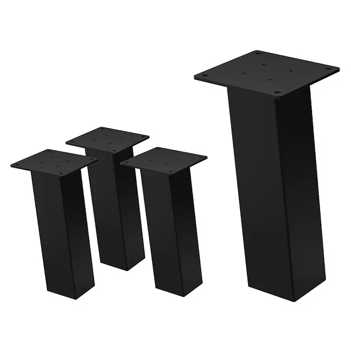 ML-Design Tischgestell 4er Set Tischbeine schräg Möbelfüße und aus Stahl - L x B x H: 14 x 14 x 30 cm, Stahl - Vier schwarze Möbelfüße mit quadratischer Montageplatte. Die idealen Tischbeine oder Schrankfüße für Ihr Zuhause.