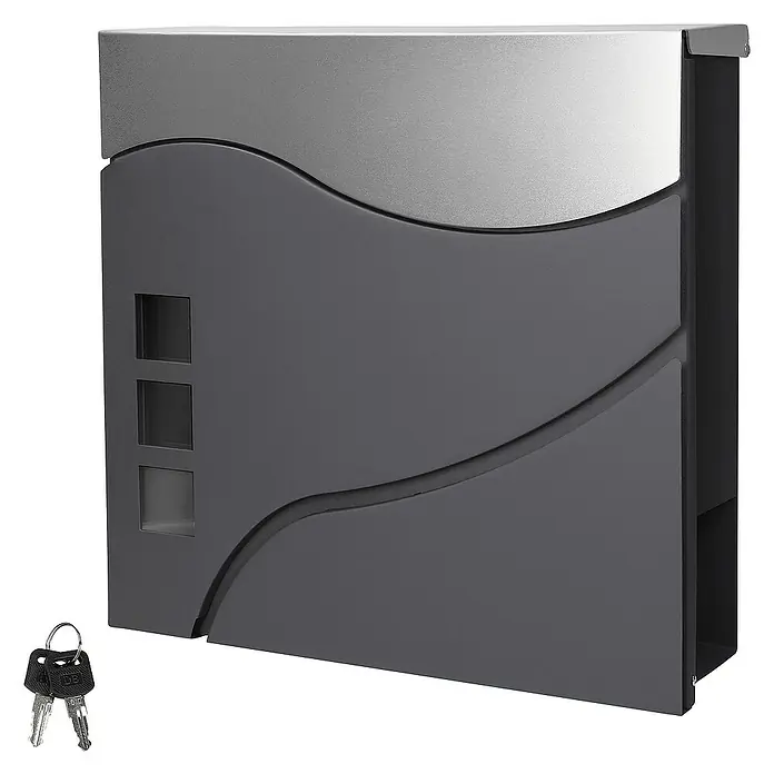 ECD Germany Wandbriefkasten Standbriefkasten mit Zeitungsfach inkl. 2 Schlüssel Stahl - L x B x H: 10,5 x 37 x 36,5 cm, Anthrazit, Silber, Edelstahl, Zeitungsfach - Moderner, abschließbarer Briefkasten aus Edelstahl in Anthrazit und Silber. Inklusive zwei Schlüssel.