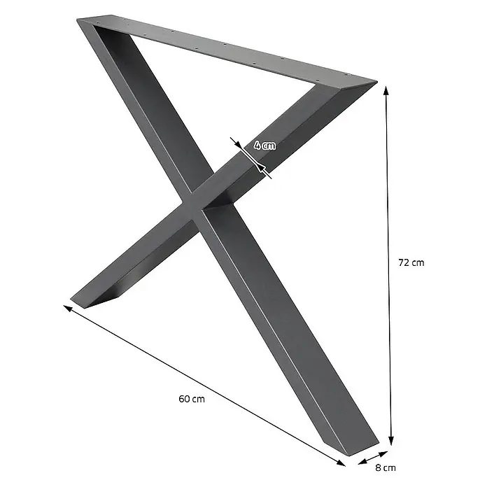 ECD Germany Tischgestell 2x Tischbeine X-Design pulverbeschichtete Stahl Industriedesign - L x B x H: 8 x 60 x 72 cm, Stahl - Metall-Tischgestell in X-Form, ideal für Esstische oder Schreibtische. Die pulverbeschichtete Oberfläche sorgt für Langlebigkeit und Stabilität.