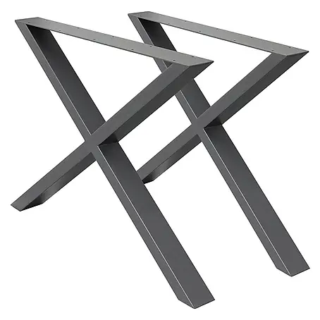 ECD Germany  Tischgestell 2x Tischbeine X-Design pulverbeschichtete Stahl Industriedesign