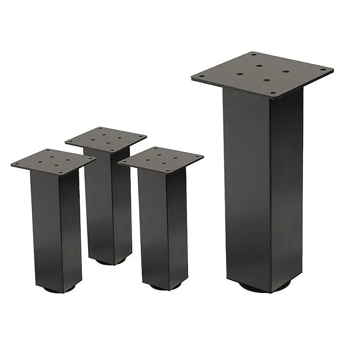 ML-Design Tischgestell 4er Set Tischkufen I-Design Möbelfüße und aus Stahl - L x B x H: 14 x 14 x 30 cm, Stahl - Schwarze Möbelfüße aus Metall. Quadratische Form mit Montageplatten für einfache Befestigung. Perfekt für DIY-Möbelprojekte und Möbelrenovierungen.