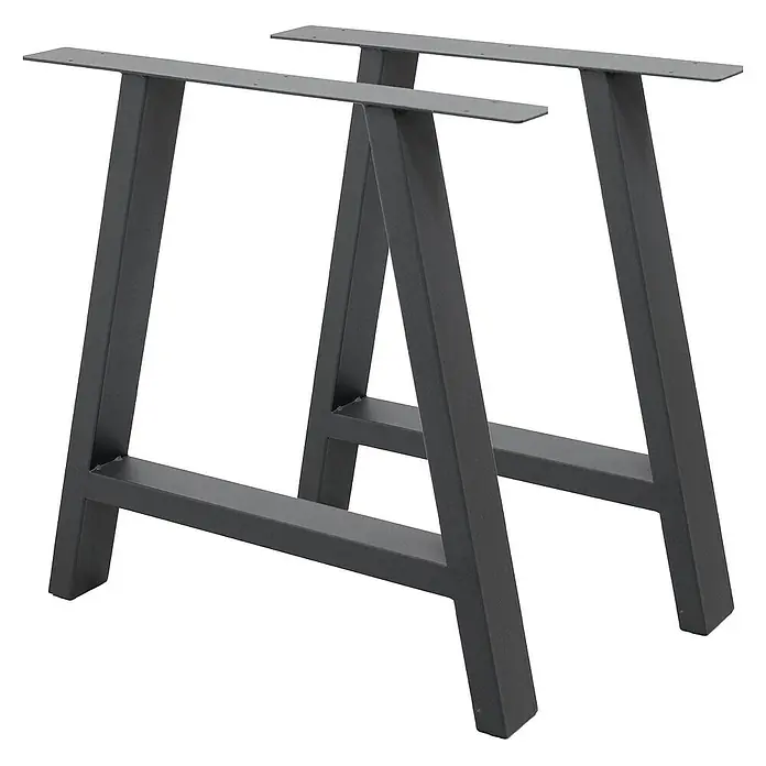 ECD Germany Tischgestell 2x Tischbeine A-Design aus pulverbeschichtetem Stahl - L x B x H: 8 x 60 x 72 cm, Stahl - Zwei robuste, graue Tischbeine aus Metall im Industriedesign, ideal für DIY-Möbelprojekte und individuelle Tischgestaltungen.