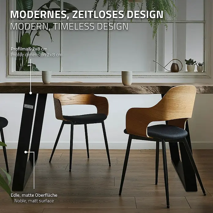 ML-Design Tischgestell Schräge Metall Bankbeine Bankgestell - L x B x H: 8 x 75 x 72 cm, Stahl - Ein moderner Esstisch mit Stühlen. Das zeitlose Design zeichnet sich durch eine edle, matte Oberfläche und hochwertige Materialien aus.