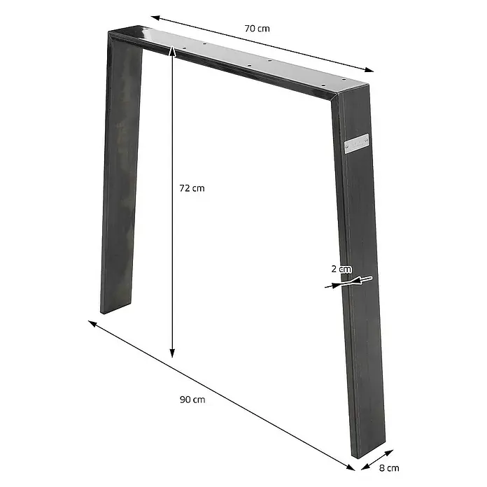 ML-Design Tischgestell Loft 2er Set aus Stahl Industriedesign U-Form - L x B x H: 8 x 90 x 72 cm, Stahl - Produktabbildung: Metalltischgestell mit den Maßen 70 cm x 72 cm x 90 cm und einer Dicke von 2 cm für stilvolle Tische.
