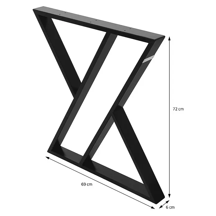 ML-Design Tischgestell Kufengestell X-Form Schwarz für Esstisch/Schreibtisch DIY-Projekte - L x B x H: 6 x 69 x 72 cm, Stahl - Schwarzes Tischbein in X-Form aus Metall mit den Maßen 72x69x6 cm.\n