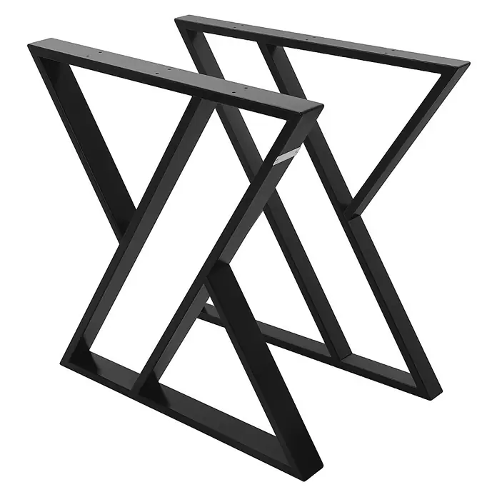 ML-Design Tischgestell Kufengestell X-Form Schwarz für Esstisch/Schreibtisch DIY-Projekte - L x B x H: 6 x 69 x 72 cm, Stahl - Zwei schwarze Tischbeine aus Metall in X-Form, ideal für DIY-Möbelprojekte und moderne Inneneinrichtung.