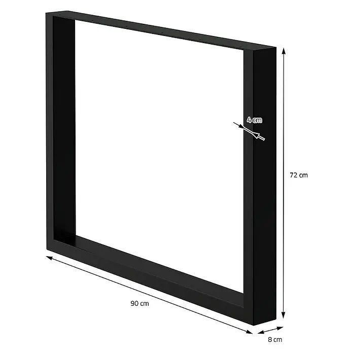 ECD Germany Tischgestell modernes Industriedesign Möbelfüße aus Metall - L x B x H: 8 x 90 x 72 cm, Stahl - Schwarze Tischbeine aus Metall mit den Maßen 72 cm Höhe, 90 cm Länge und 8 cm Breite. Die Dicke der Beine beträgt 4 cm.