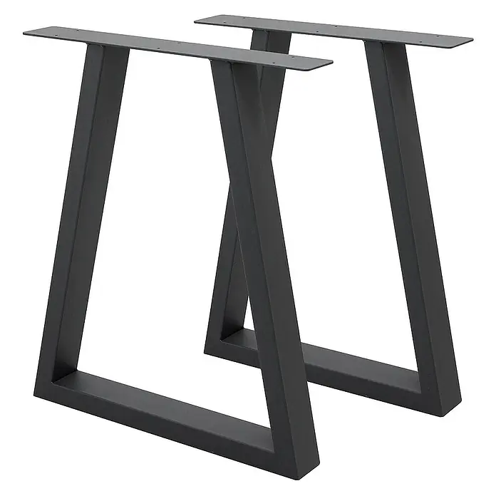 ECD Germany Tischgestell 2x Tischbeine Trapez Design aus pulverbeschichtetem Stahl - L x B x H: 8 x 60 x 72 cm, Stahl - Zwei schwarze, trapezförmige Tischbeine aus Metall, ideal für moderne Möbeldesigns, die Stabilität und einen minimalistischen Look bieten.