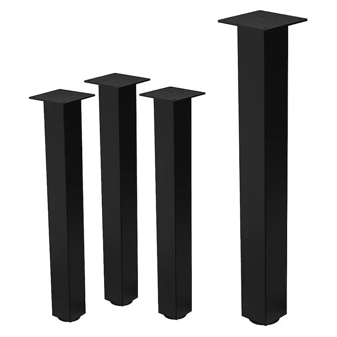 ML-Design Tischgestell 4er Set Tischkufen I-Design Möbelfüße und aus Stahl - L x B x H: 14 x 14 x 72 cm, Stahl - Vier schwarze Tischbeine aus Metall in unterschiedlichen Höhen mit Montageplatten für eine einfache Installation.