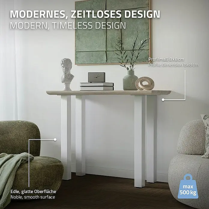 ML-Design Tischgestell 4er Set Tischkufen I-Design Möbelfüße und aus Stahl - L x B x H: 14 x 14 x 90 cm, Stahl - Elegante Konsole mit einer edlen, glatten Oberfläche und einem zeitlosen Design. Sie bietet eine maximale Belastbarkeit von 500 kg.