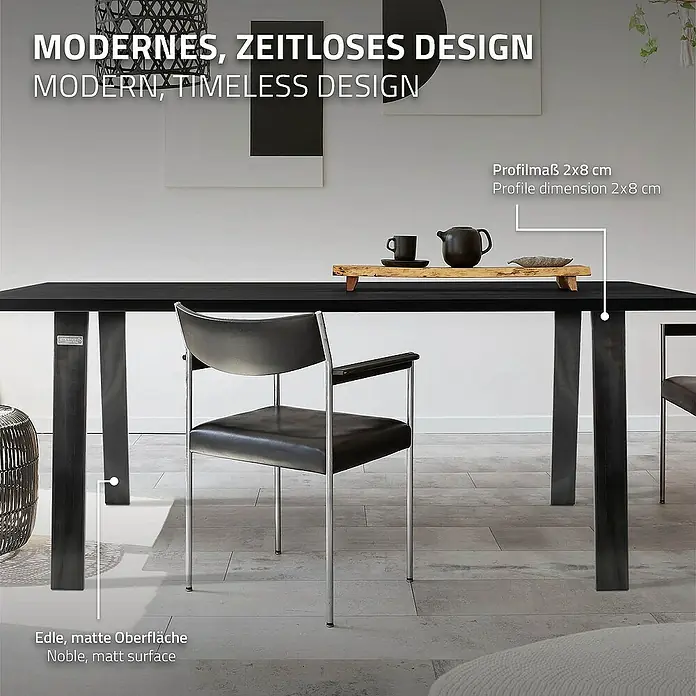 ML-Design Tischgestell Loft 2er Set aus Stahl Industriedesign U-Form - L x B x H: 8 x 75 x 72 cm, Stahl - Elegantes, modernes schwarzes Esstisch-Set mit matten Oberflächen und zeitlosem Design.