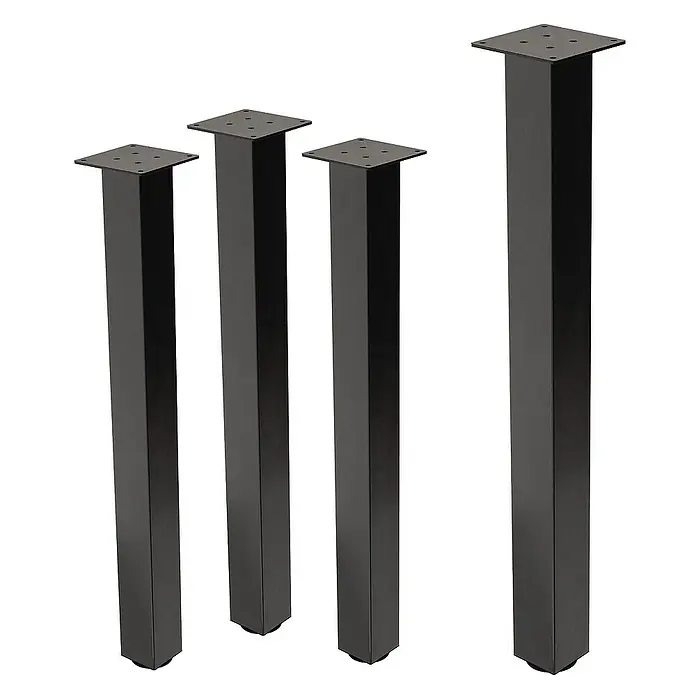 ML-Design Tischgestell 4er Set Tischkufen I-Design Möbelfüße und aus Stahl - L x B x H: 14 x 14 x 90 cm, Stahl - Vier schwarze, quadratische Möbelfüße, ideal für DIY-Möbelprojekte, bieten Stabilität und ein modernes Aussehen für Tische und Schränke.