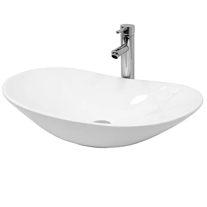 LuxeBath Aufsatzwaschbecken Waschschale Aufsatzwaschtisch Weiß inkl. Ablaufgarnitur ohne Überlauf - Ohne Spezialglasur, Weiß - Elegantes Aufsatzwaschbecken in Weiß mit Chromarmatur. Das moderne Design wertet jedes Badezimmer auf und sorgt für einen stilvollen Touch.