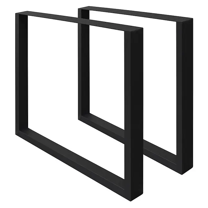 ECD Germany Tischgestell modernes Industriedesign Möbelfüße aus Metall - L x B x H: 8 x 70 x 72 cm, Stahl - Zwei rechteckige, schwarze Tischbeine aus Metall, die sich ideal für DIY-Tische eignen.
