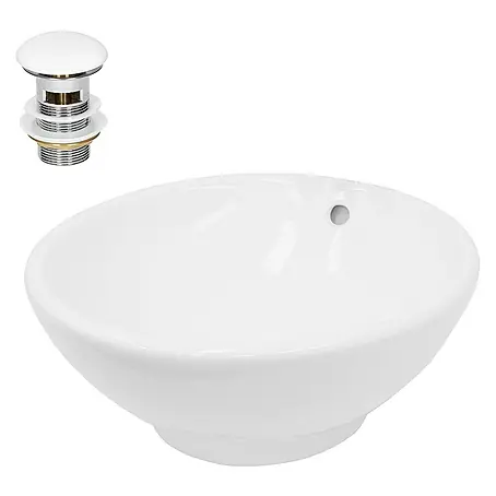 LuxeBath  Aufsatzwaschbecken Aufsatzwaschtisch Handwaschbecken inkl. Ablaufgarnitur mit Überlauf