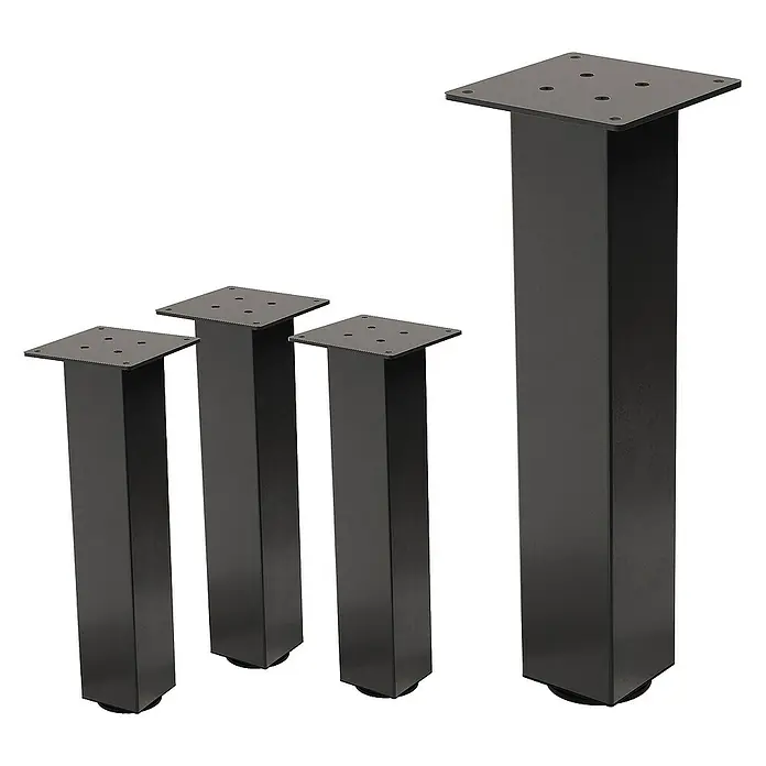 ML-Design Tischgestell 4er Set Tischkufen I-Design Möbelfüße und aus Stahl - L x B x H: 14 x 14 x 42 cm, Traglast: 500 kg, Stahl - Vier Möbelfüße aus Metall in Schwarz, ideal für verschiedene Möbelstücke, robust und stilvoll.\n
