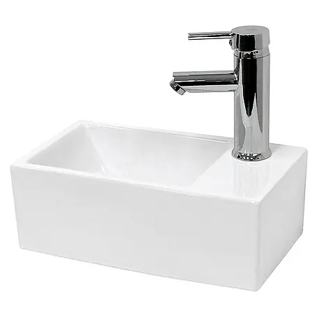LuxeBath  Aufsatzwaschbecken Waschschale Aufsatzwaschtisch Weiß inkl. Ablaufgarnitur ohne Überlauf