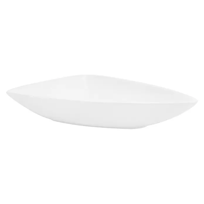 LuxeBath Aufsatzwaschbecken Waschtisch aus Keramik für Badezimmer / Gäste-WC - Ohne Spezialglasur, Weiß - Weiße, dreieckige Schale aus Keramik, ideal für Vorspeisen oder Dips, mit sanft geschwungenen Seiten, die eine moderne Ästhetik verleihen.
