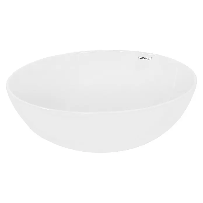 LuxeBath Aufsatzwaschbecken Aufsatzwaschtisch Handwaschbecken Rund Spülbecken - Ohne Spezialglasur, Weiß - Elegantes weißes Waschbecken von Luxebath. Das moderne Design zeichnet sich durch eine sanfte, abgerundete Form und hochwertige Verarbeitung aus.