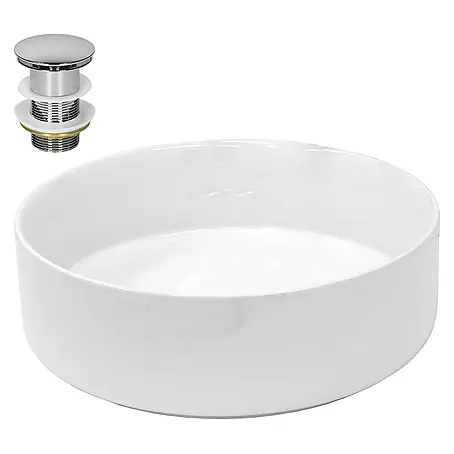 LuxeBath  Aufsatzwaschbecken Aufsatzwaschtisch Handwaschbecken inkl. Ablaufgarnitur ohne Überlauf