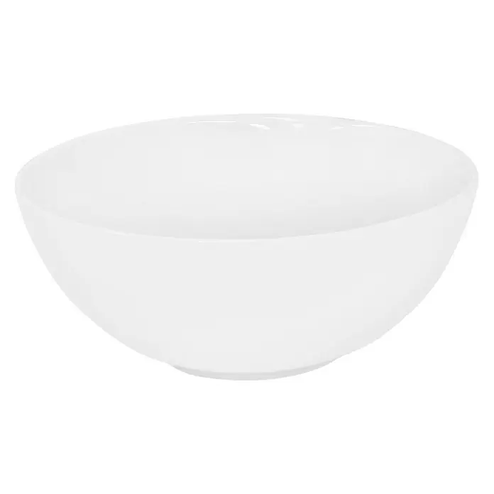 LuxeBath Aufsatzwaschbecken Aufsatzwaschtisch Handwaschbecken Rund Spülbecken - 32 x 32 cm, Ohne Spezialglasur, Weiß - Ein weißes Porzellan-Schälchen, ideal für Müsli oder als dekoratives Element, mit einer glatten, glänzenden Oberfläche und zeitlosem Design.