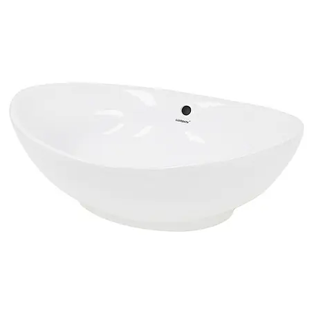 LuxeBath  Aufsatzwaschbecken Aufsatzwaschtisch Waschschale Oval Weiß Spülbecken