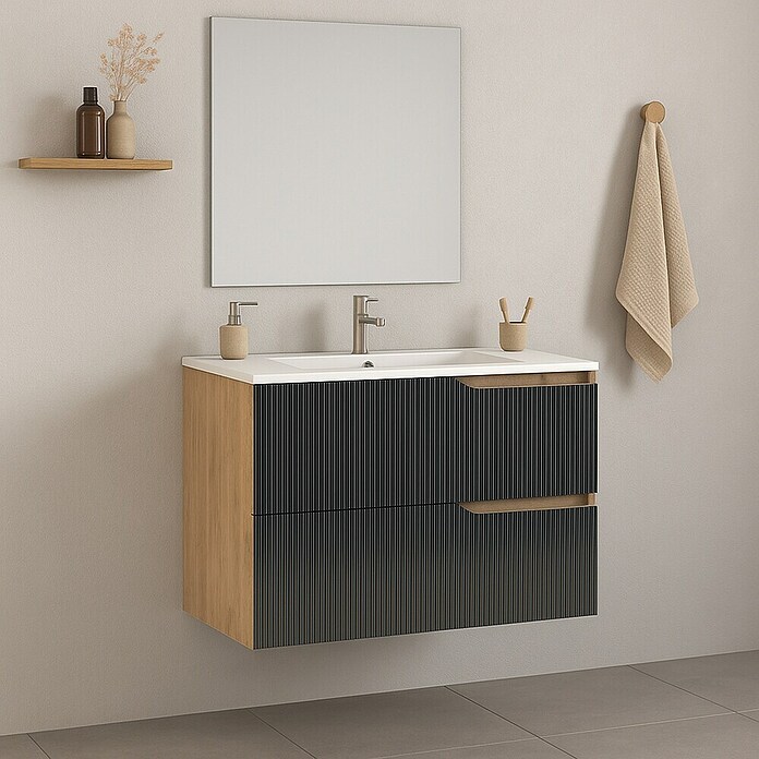 Futurbath Mueble de lavabo Marina (L x An x Al: 45 x 80 x 55 cm, Negro, Melamina) | BAUHAUS