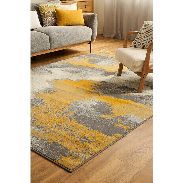 Alfombra de pelo corto Degradado (Mostaza/Gris, 290 x 200 cm, 100% Poliéster) | BAUHAUS