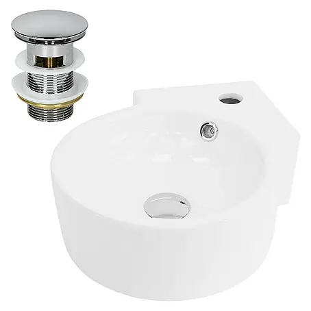 LuxeBath  Aufsatzwaschbecken Handwaschbecken Weiß inkl. Ablaufgarnitur mit Überlauf