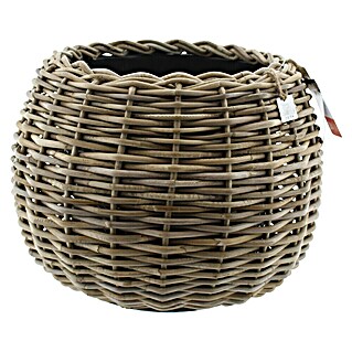 Van der Leeden Macetero redondo Tina (Ø x Al: 45 x 34 cm, Ratán, Gris)