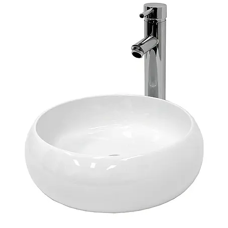 LuxeBath  Aufsatzwaschbecken Waschschale Aufsatzwaschtisch Weiß inkl. Ablaufgarnitur ohne Überlauf