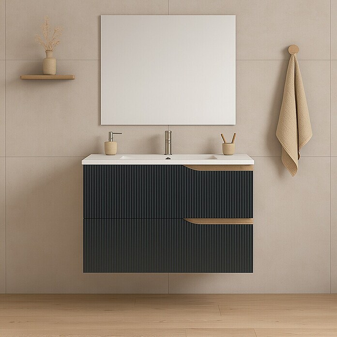 Futurbath Mueble de lavabo Marina (L x An x Al: 45 x 100 x 55 cm, Negro, Melamina) | BAUHAUS