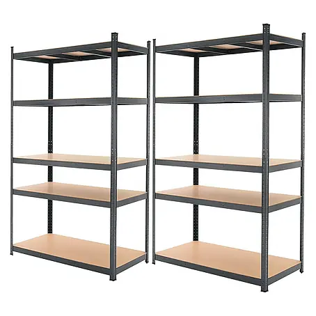 ECD Germany  Schwerlastregal Regalsystem bis 875kg Werkstattregal Metall / MDF Anthrazit
