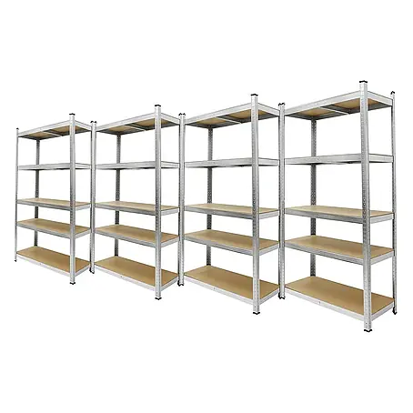 ECD Germany  Schwerlastregal Regalsystem bis 875kg Werkstattregal Metall / MDF Silber