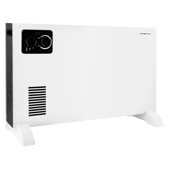 Voltomat HEATING Convector CH-127166.1 Style - 2.000 W, Superficie de hasta aprox. 18 m², Blanco - Foto de un radiador eléctrico blanco con panel de control negro y salidas de aire para una calefacción eficiente.
