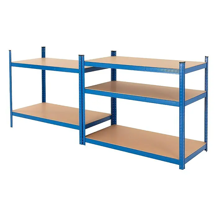 ECD Germany Schwerlastregal Regalsystem bis 875kg Werkstattregal Metall / MDF Blau - H x B x T: 200 x 100 x 60 cm, Traglast pro Boden: 175 kg, Anzahl Böden: 5 Stk., Stecken, Silber - Blaue Regaleinheit mit mehreren Ablagen. Ideal für Lagerung und Organisation. Robuste Konstruktion für schwere Lasten.