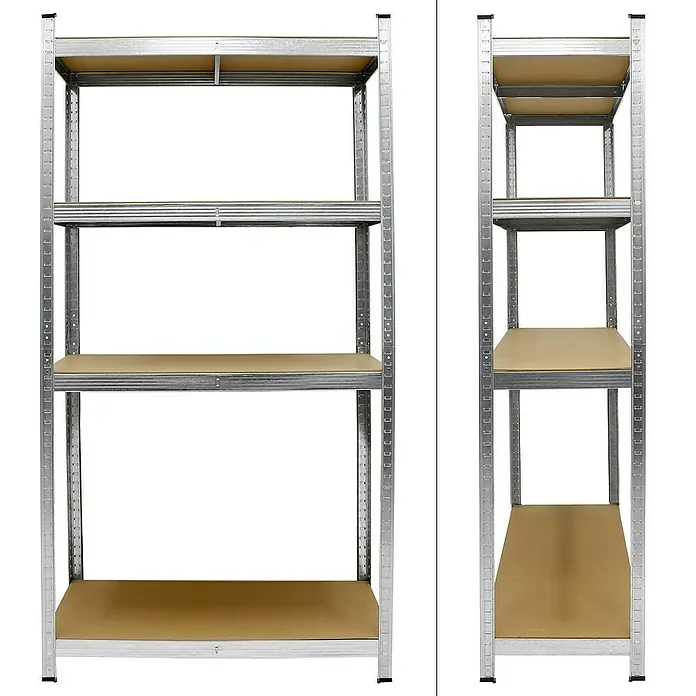 ECD Germany Schwerlastregal Regalsystem bis 875kg Werkstattregal Metall / MDF Silber - H x B x T: 160 x 80 x 40 cm, Traglast pro Boden: 80 kg, Anzahl Böden: 4 Stk., Stecken, Blau - Metallregal mit vier Regalböden und einem schmaleren Regal. Ideal für Lagerung und Organisation.