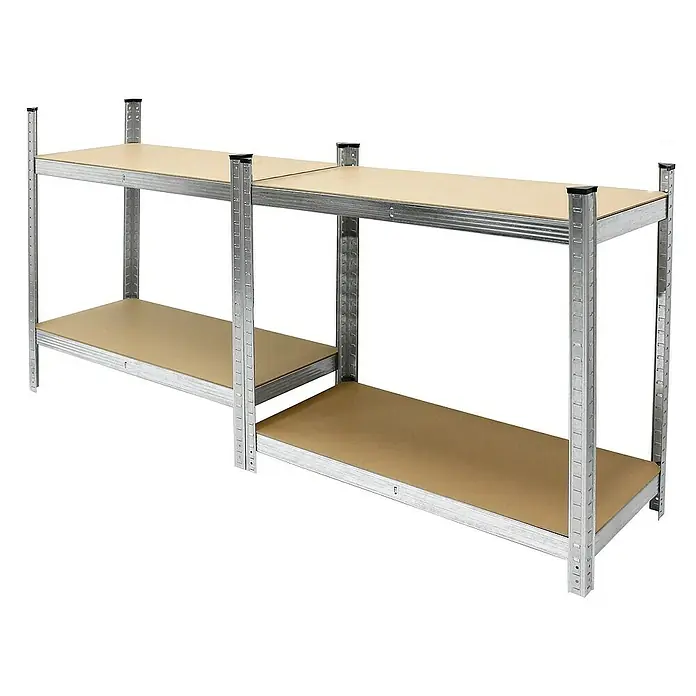 ECD Germany Schwerlastregal Regalsystem bis 875kg Werkstattregal Metall / MDF Silber - H x B x T: 160 x 80 x 40 cm, Traglast pro Boden: 80 kg, Anzahl Böden: 4 Stk., Stecken, Blau - Metallregal mit zwei Regalböden zur Aufbewahrung von Gegenständen in Garage, Keller oder Lagerraum. Praktische Regalkonstruktion.
