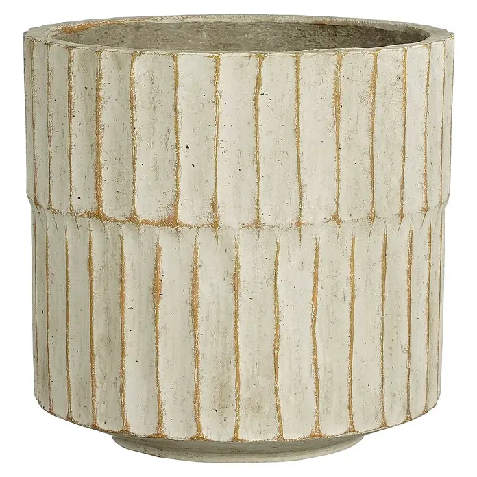 Mica Decorations Übertopf Aprio - Außenmaß (Ø x H): 20 x 19 cm, Steinzeug, Beige - Dieser stilvolle, cremefarbene Blumentopf mit vertikalen Zierlinien ist ein echter Hingucker für Ihre Pflanzen.