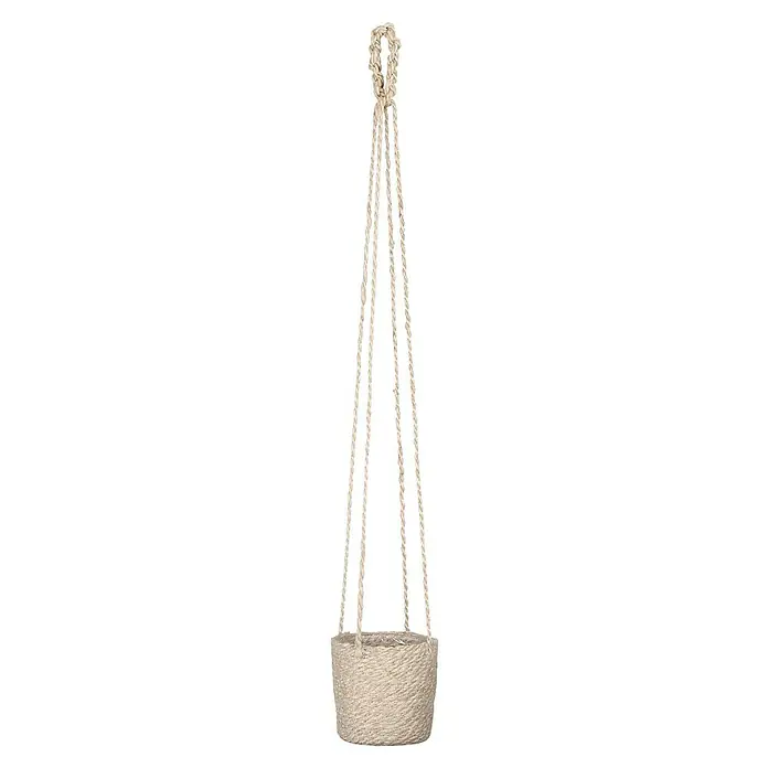 Mica Decorations Hängekorb Atlantic - Außenmaß (Ø x H): 14 x 14 cm, Naturmaterialien, Creme - Nahaufnahme einer hängenden Pflanzschale aus Seil. Das Seil ist natürlich gefärbt, und die Schale ist spiralförmig gewebt.