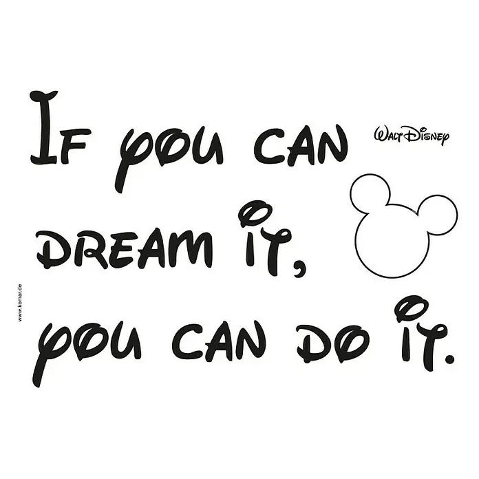 Komar Dekosticker Disney - You can do it - Schwarz, 70 x 50 cm - Wandtattoo mit dem Disney-Zitat "If you can dream it, you can do it" und dem typischen Mickey Maus-Kopf.