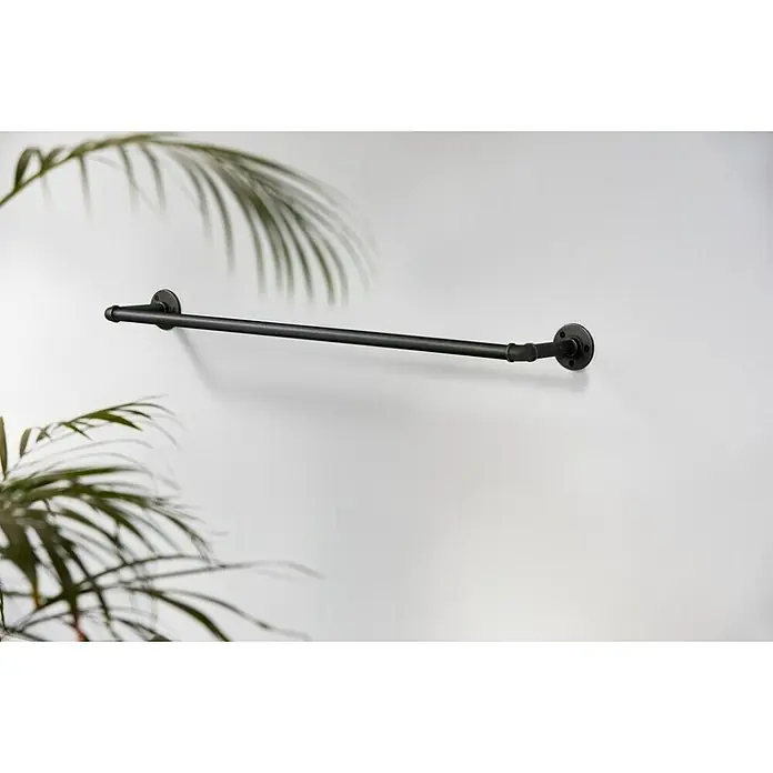 Dolle Pipe Tubo metálico - L x An: 200 x 2,5 cm, Negro - Elegante toallero de metal negro de estilo industrial montado en una pared blanca. Un acento decorativo para cualquier baño.