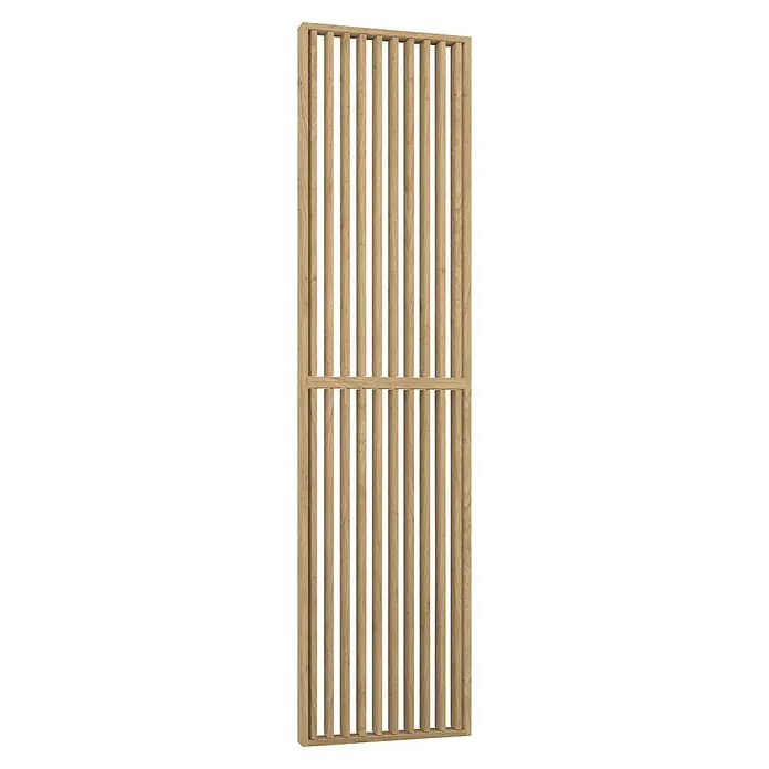 Mixpol Profile Raumteiler Vario Saragossa - 63,4 x 250 cm, Natur - Ein rechteckiges Holzgitter-Paneel, das aus vertikalen Leisten und zwei horizontalen Stützen besteht, die eine rustikale und natürliche Note verleihen.
