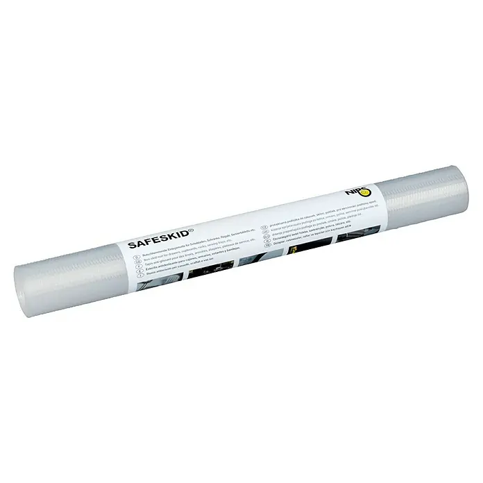 Antirutschmatte - 150 x 50 cm, Transparent, Kunststoff - Eine Rolle SAFESKID® Antirutschmatte, ideal für Schubladen, Schränke und Regale, um Gegenstände sicher an Ort und Stelle zu halten.