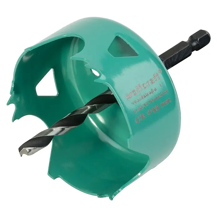 Wolfcraft Sierra de corona - Diámetro: 68 mm, Acero - Sierra de corona Wolfcraft con broca de centrado y portabrocas para perforaciones precisas en madera, plástico y paneles de yeso.