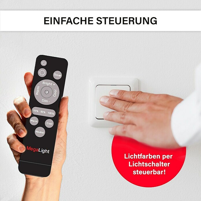 MegaLight LED-Deckenleuchte rund Shining Bowl (24 W, Ø x H: 49 x 9,5 cm, Cappuccino/Weiß, Warmweiß) | BAUHAUS