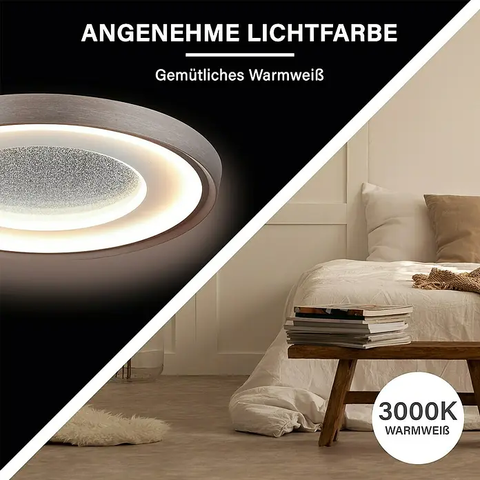 MegaLight Deckenleuchte Shining Olymp - 30 W, Ø x H: 40 x 6,5 cm, Weiß, Aluminium - Moderne Deckenleuchte mit angenehmem, warmweißem Licht. Ideal für Schlafzimmer und Wohnräume.